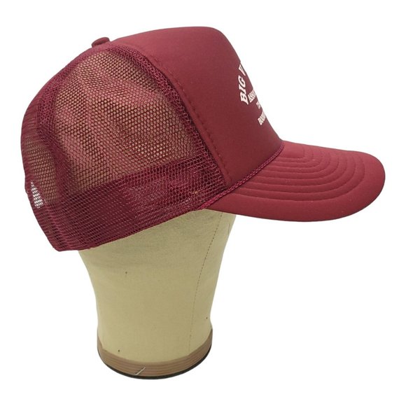 Big V Water Rope Braid Mesh Snapback Cap Trucker Foam Baseball Maroon Hat Nissin - Picture 11 of 13